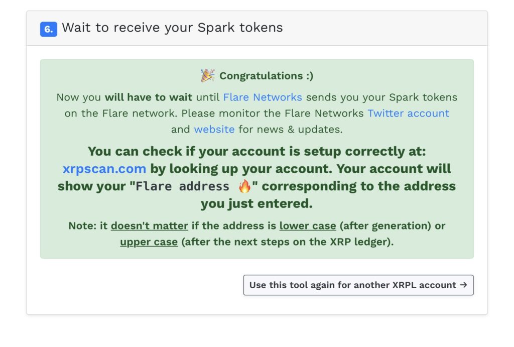 success to claim spark token
